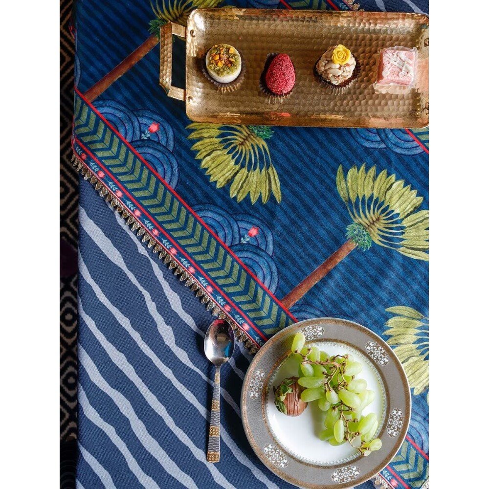 Buy Multicolour Hand Crafted Velvet Printed Rectangle Table Runner