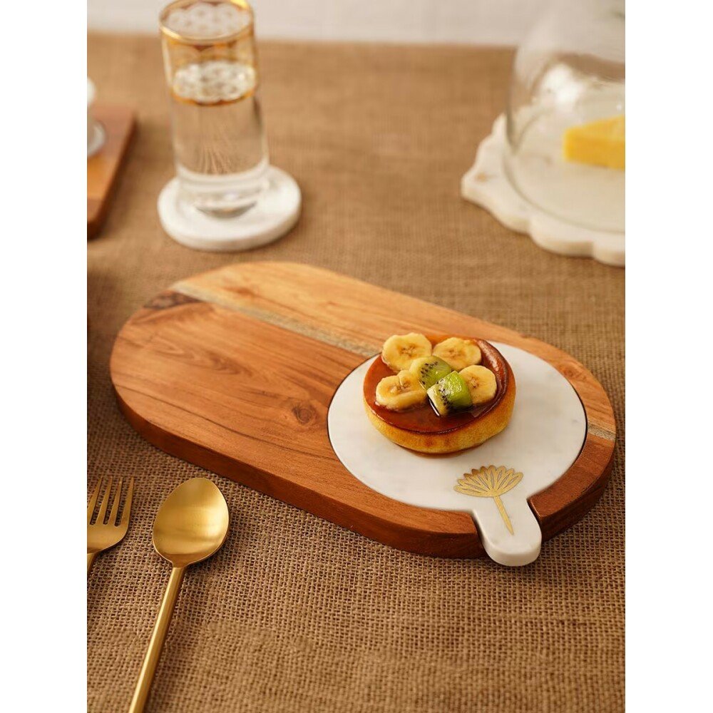 Buy Multicolour Marble Cheese And Cracker Tray