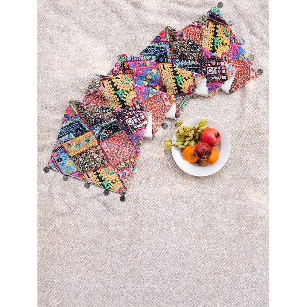 Buy Multicolour Printed Cotton Printed Rectangle Table Runner