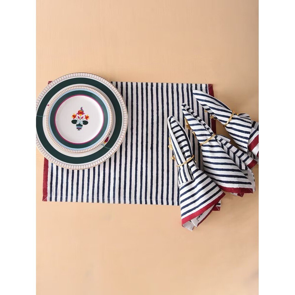 Buy Multicolour Rectangle Cotton Block Print Mats
