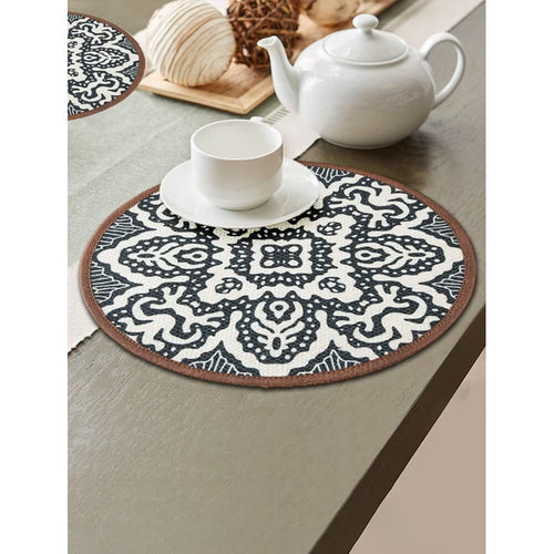 Buy Multicolour Round Cotton Blend Printed Mats