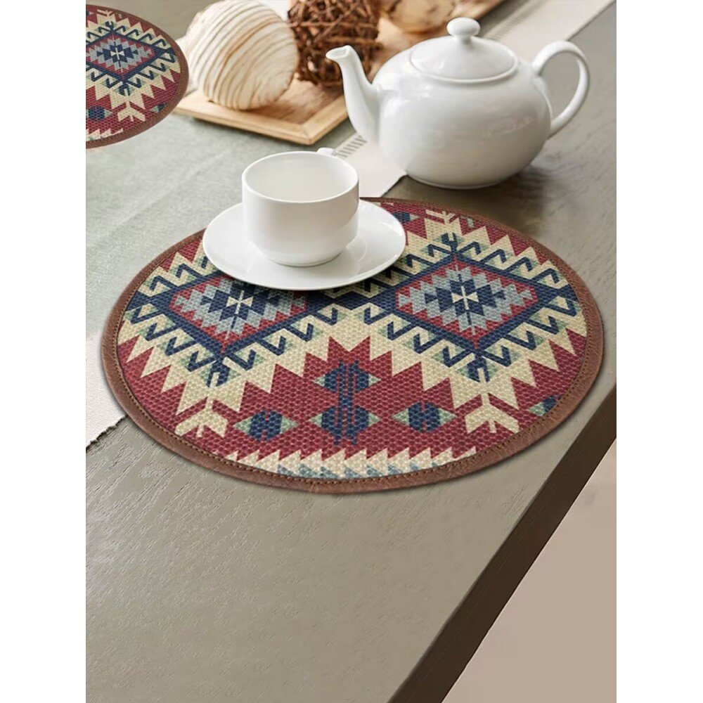 Buy Multicolour Round Cotton Blend Printed Mats