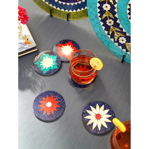 Buy Multicolour Stone Hand Crafted Coaster & Trivet