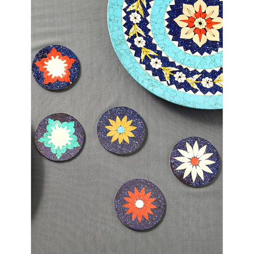 Buy Multicolour Stone Hand Crafted Coaster & Trivet