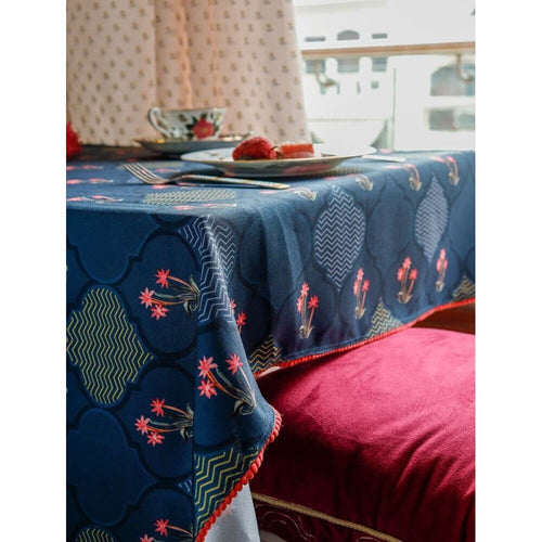 Buy Multicolour Velvet Rectangle Printed Table Cloth