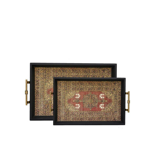 Buy Multicolour Wood Printed Tray/Platter