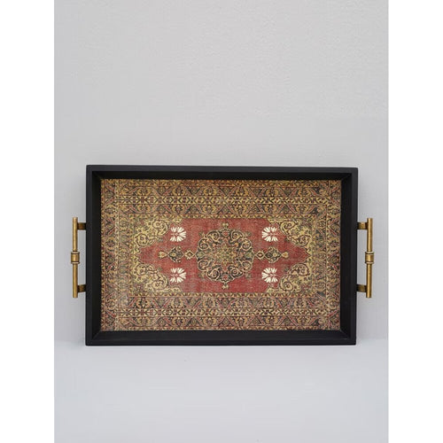 Buy Multicolour Wood Printed Tray/Platter