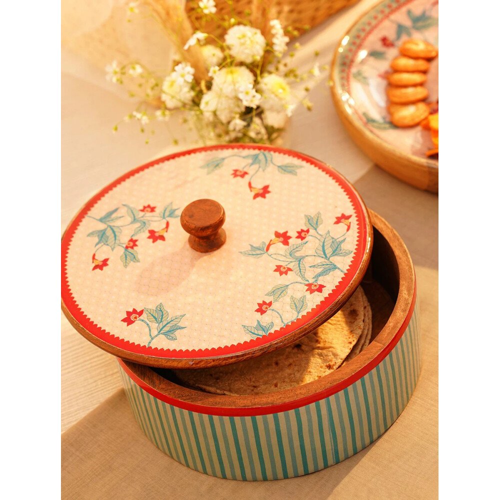 Buy Multicolour Wood Roti Box