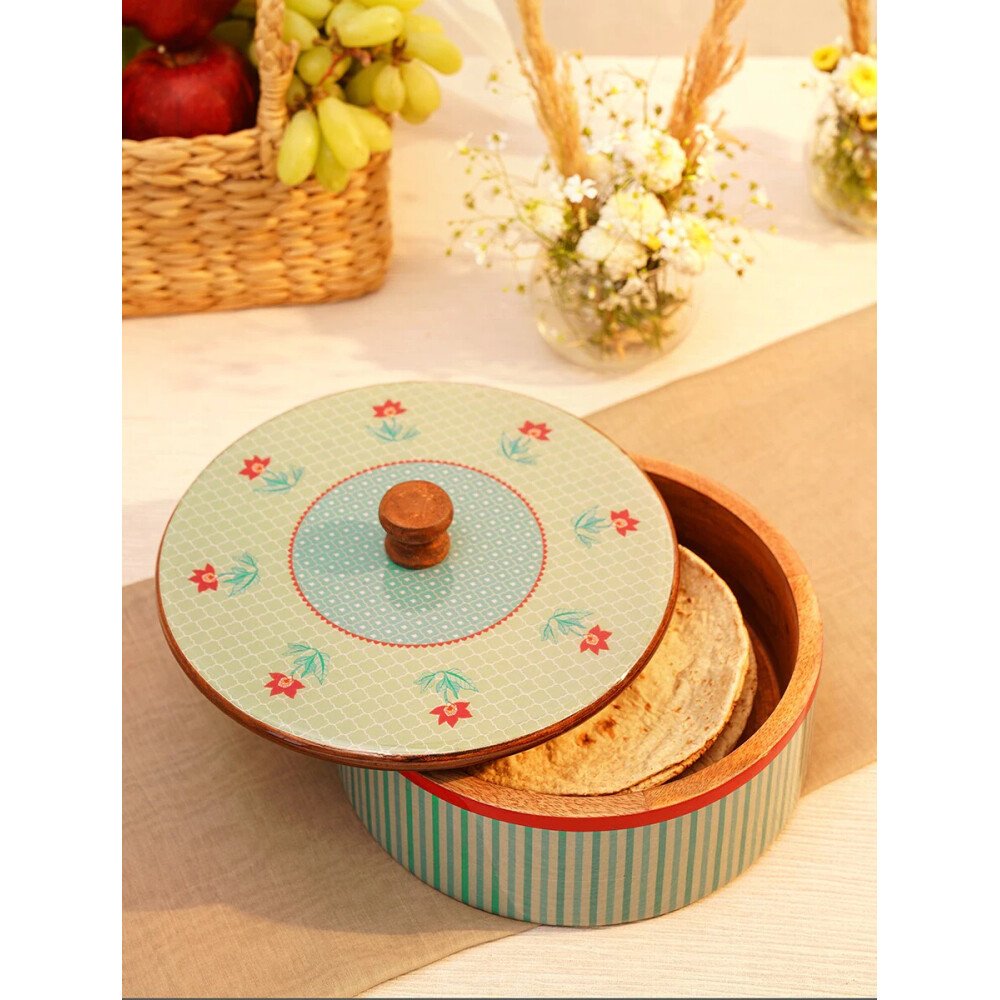 Buy Multicolour Wood Roti Box