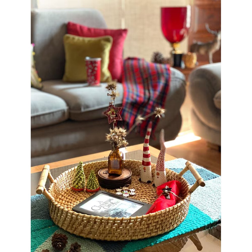 Buy Nude Brown Cane Table Top Tray
