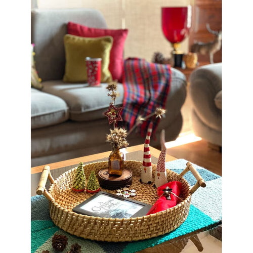 Buy Nude Brown Cane Table Top Tray