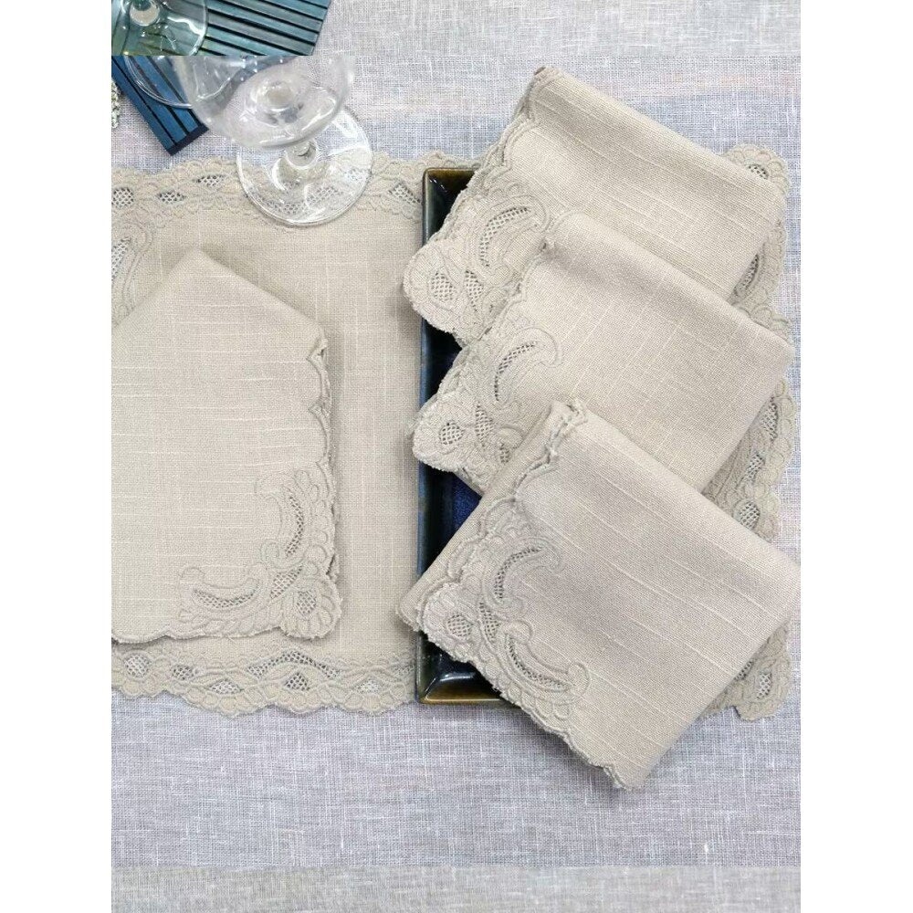 Buy Off White_Cream Cotton Embroidered Table Napkins