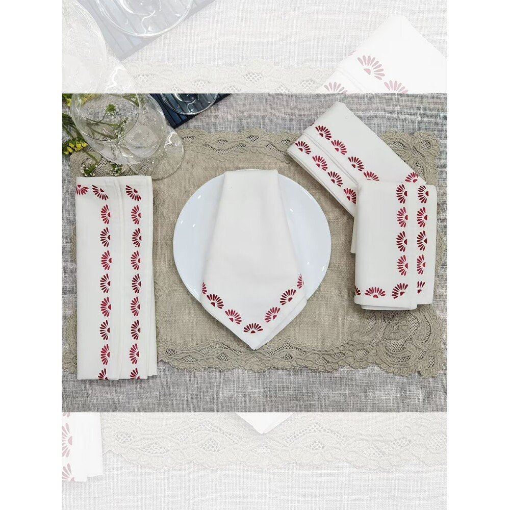 Buy Off White_Cream Cotton Printed Table Napkins