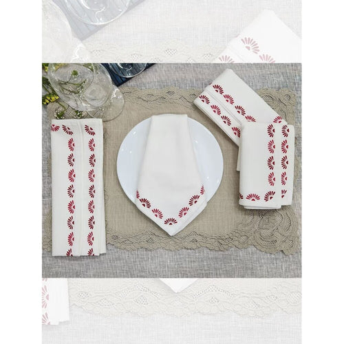 Buy Off White_Cream Cotton Printed Table Napkins