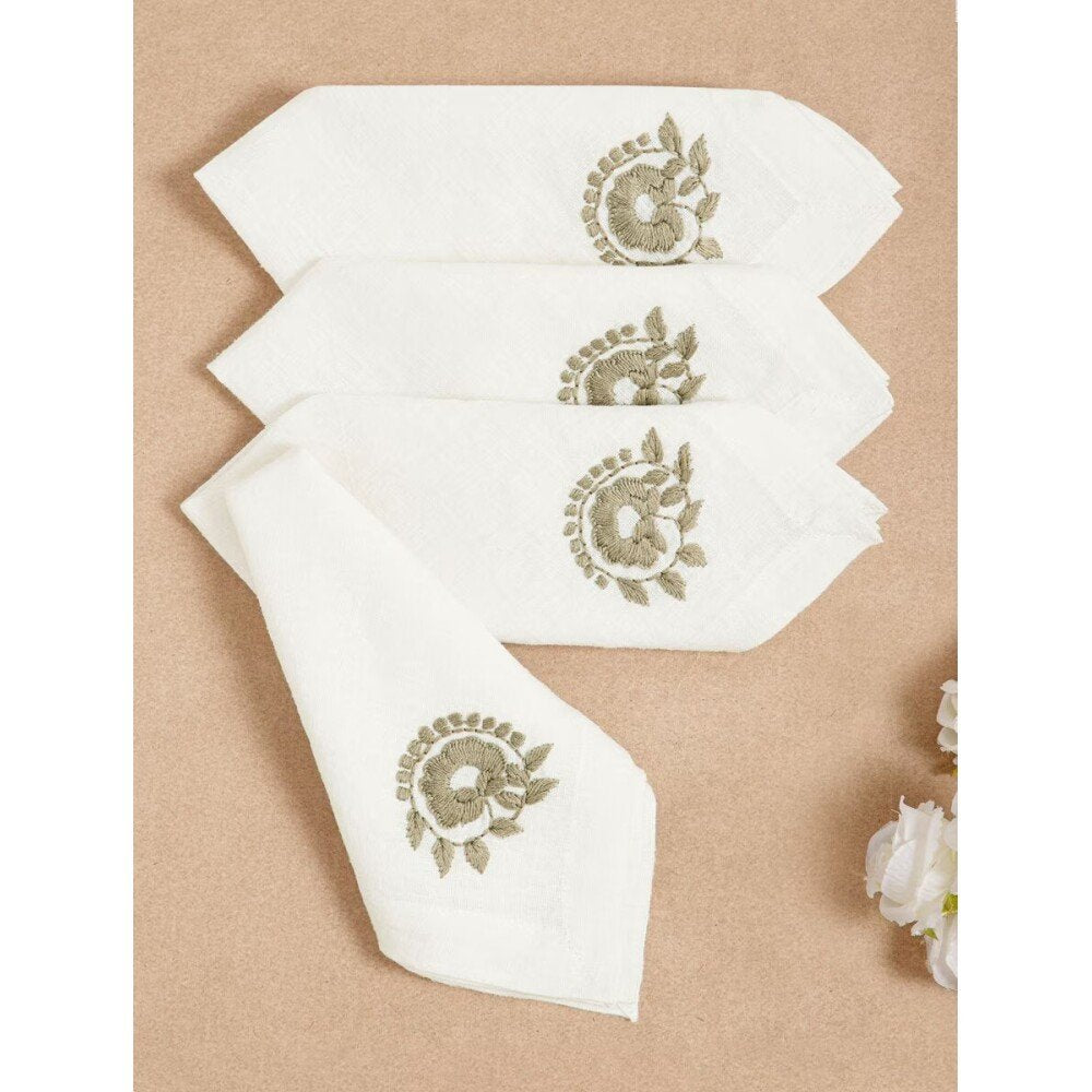 Buy Off White_Cream Cotton Printed Table Napkins