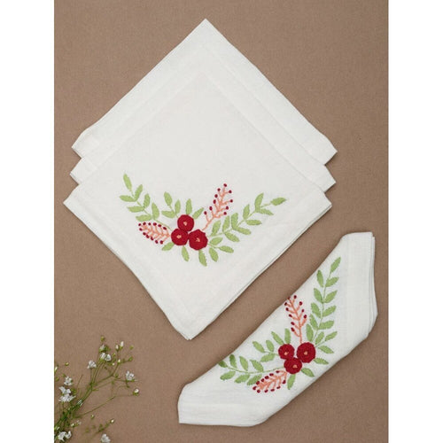 Buy Off White_Cream Cotton Printed Table Napkins
