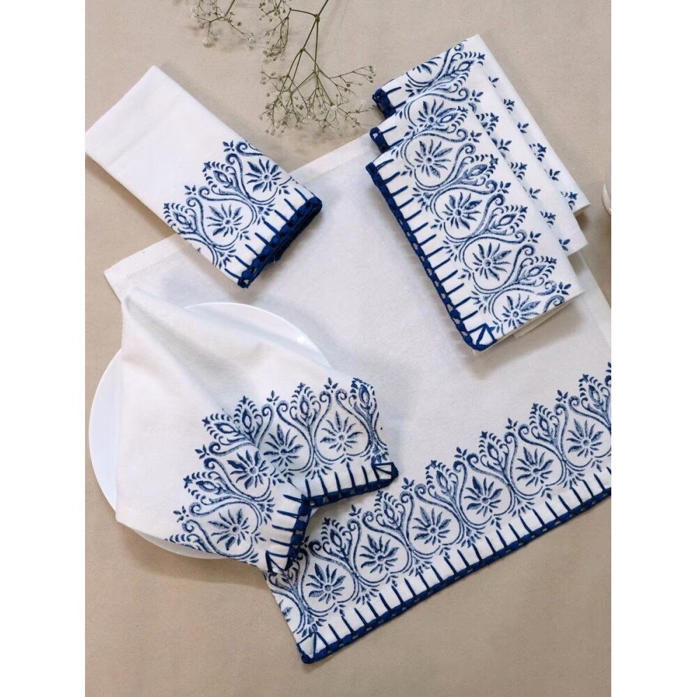 Buy Off White_Cream Cotton Printed Table Napkins