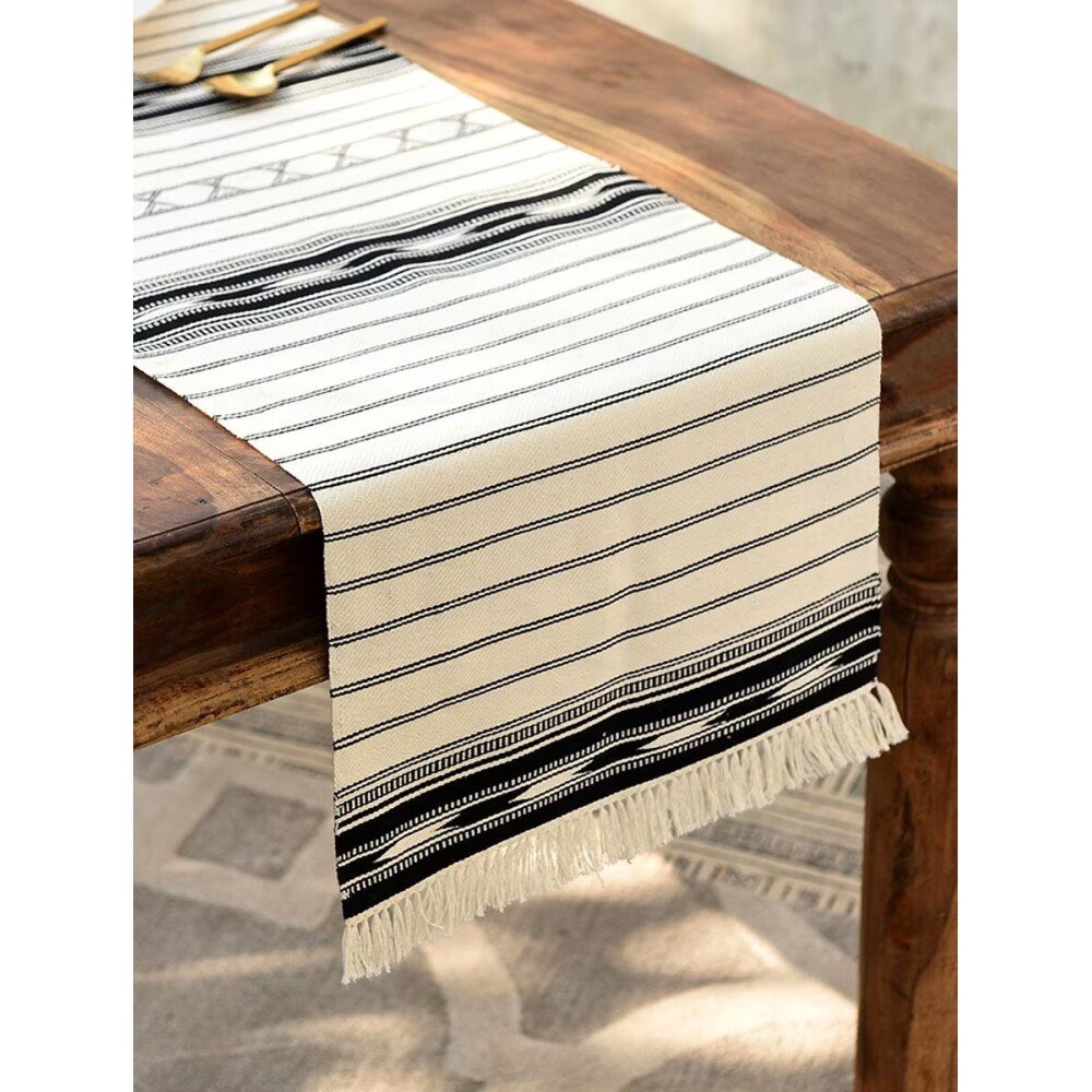 Buy Off White_Cream Cotton Table Runner