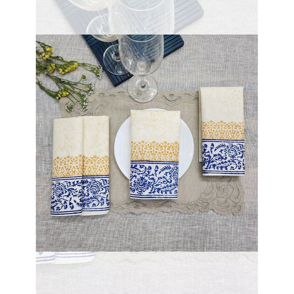 Buy Onion Pink Cotton Printed Table Napkins