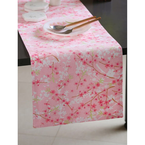 Buy Pink Cotton Printed Table Runner