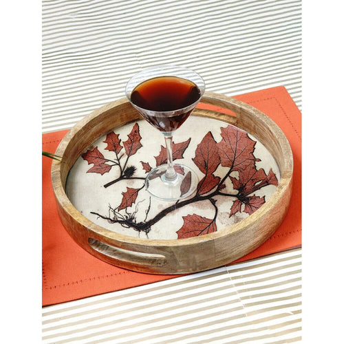 Buy Red Mango Wood Printed Tray