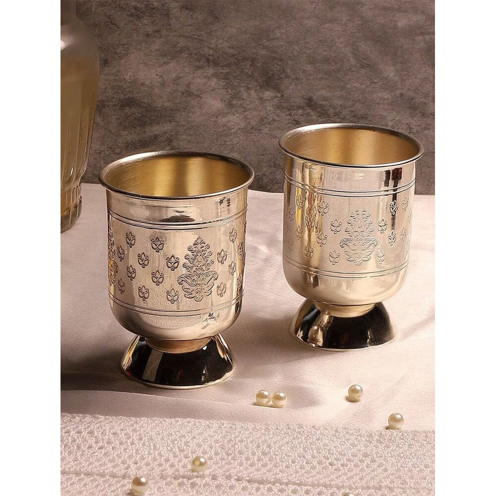 Buy Silver Hand Crafted Brass Glass/Tumbler