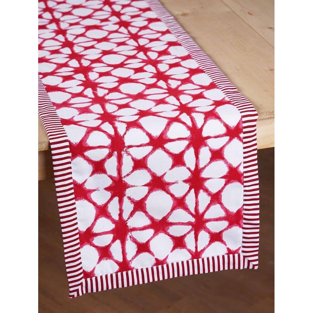 Buy White Cotton Printed Rectangle Table Runner
