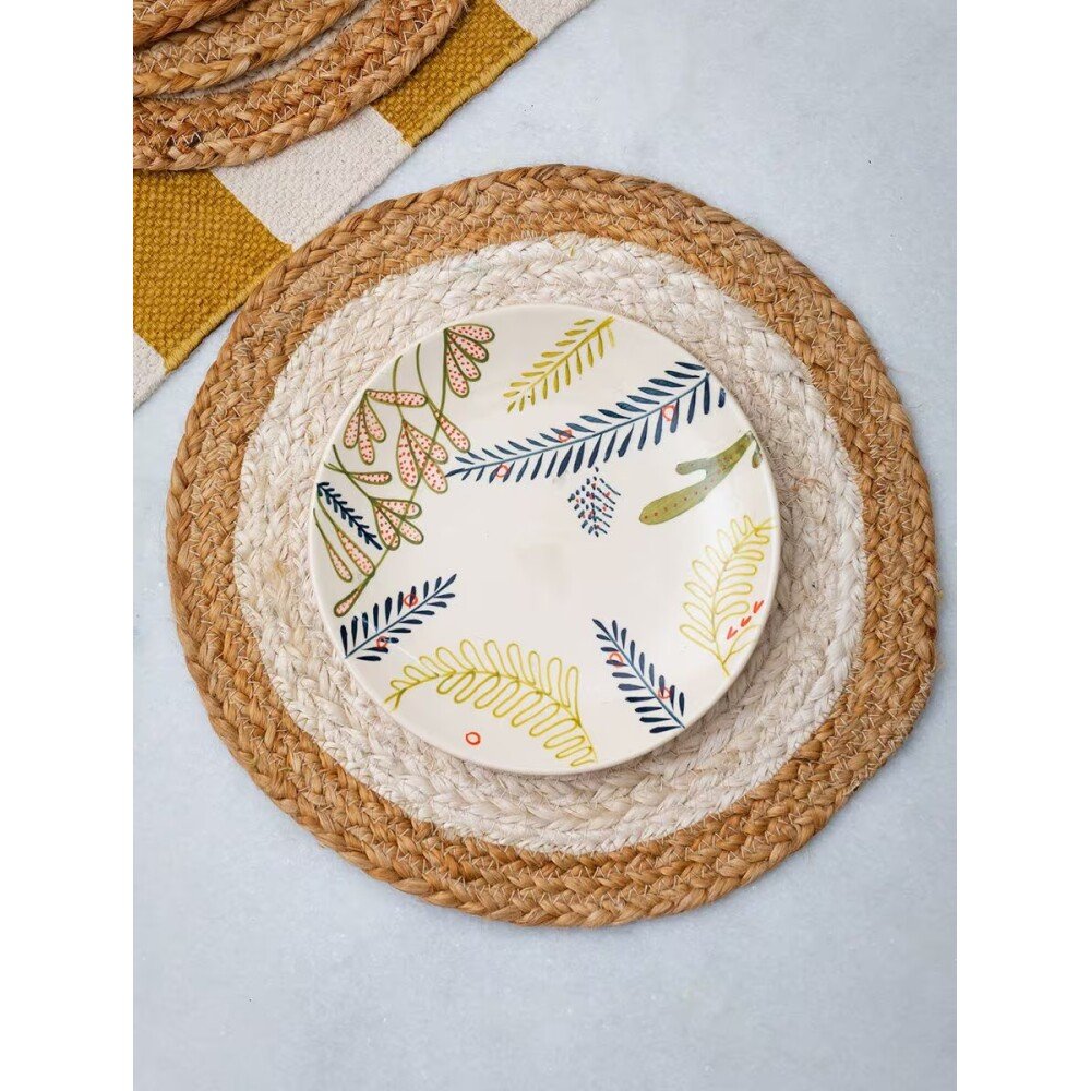 Buy White Round Jute Mats