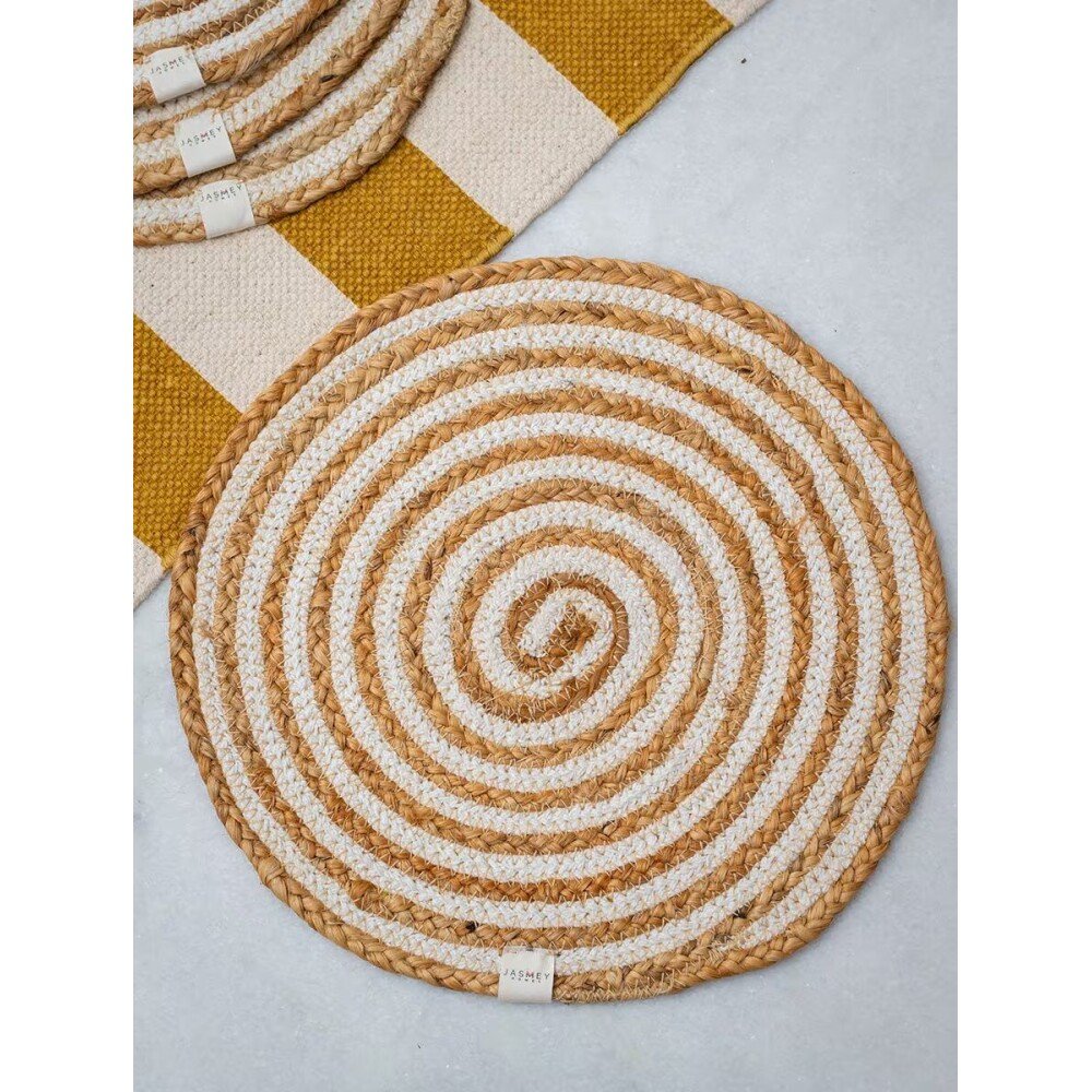 Buy White Round Jute Mats