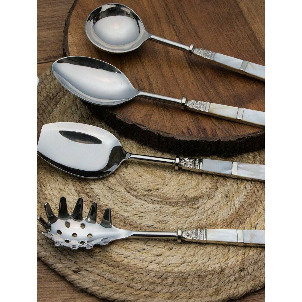 Buy White Solid Stainless Steel Cutlery