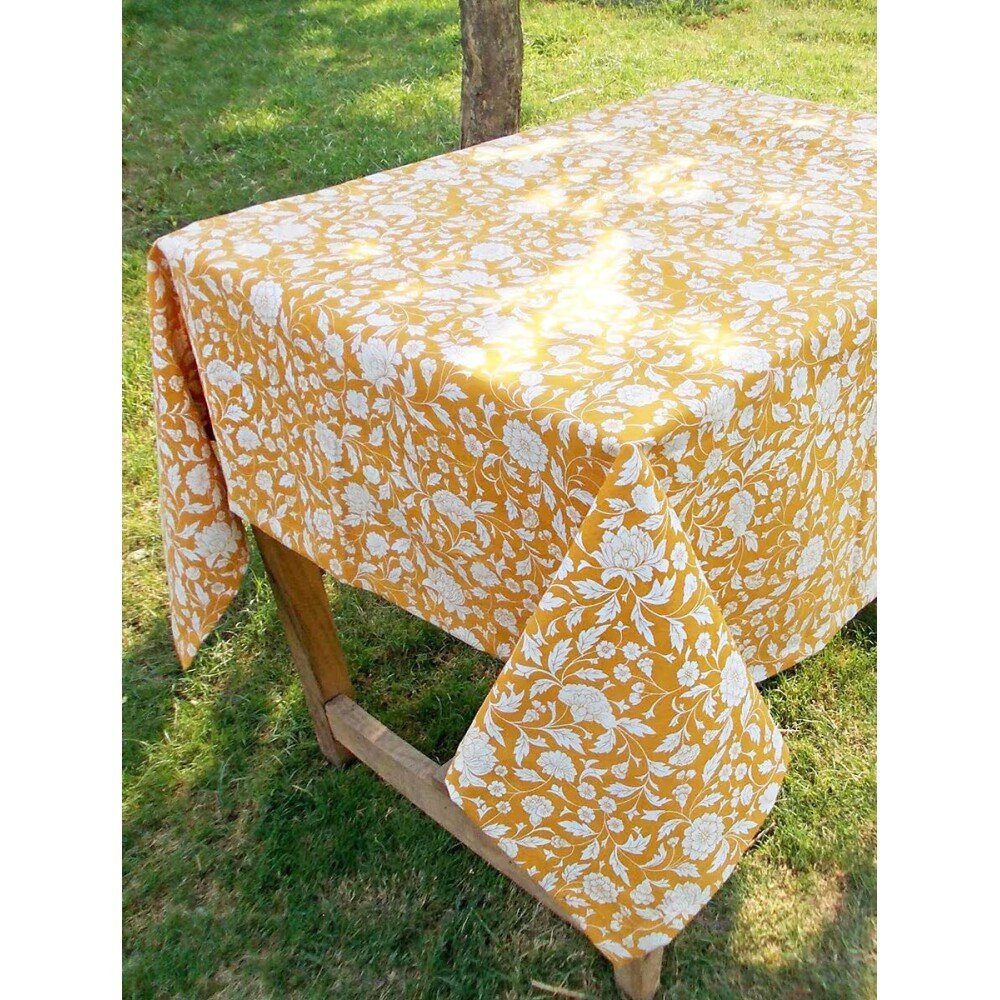 Buy Yellow Cotton Rectangle Table Cloth