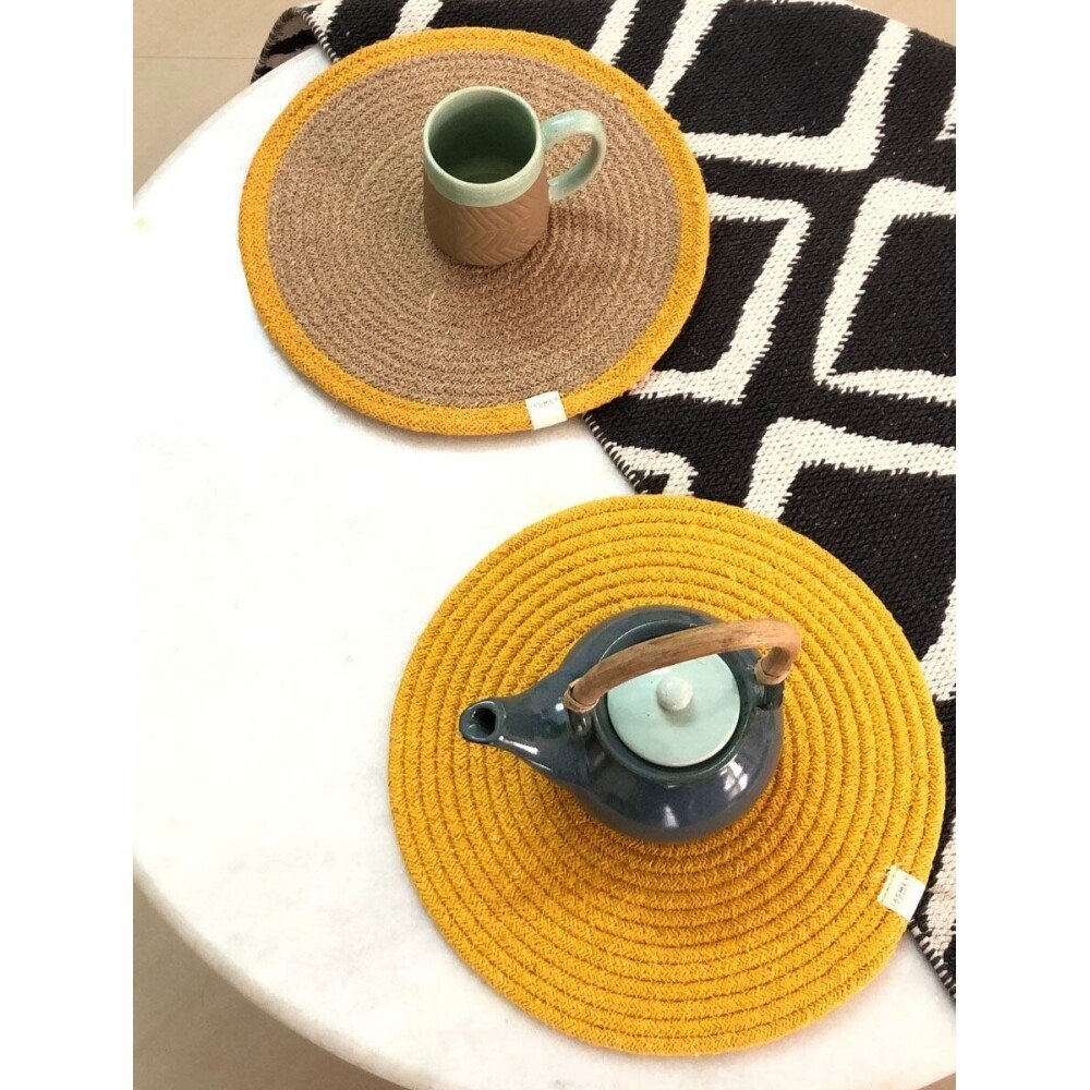 Buy Yellow Rectangle Cotton Mats