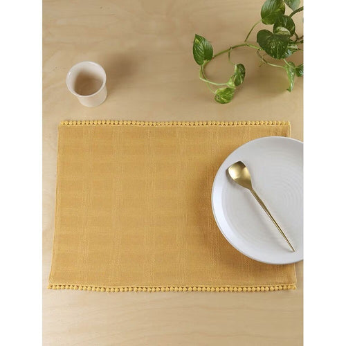Buy Yellow Rectangle Cotton Solid Mats