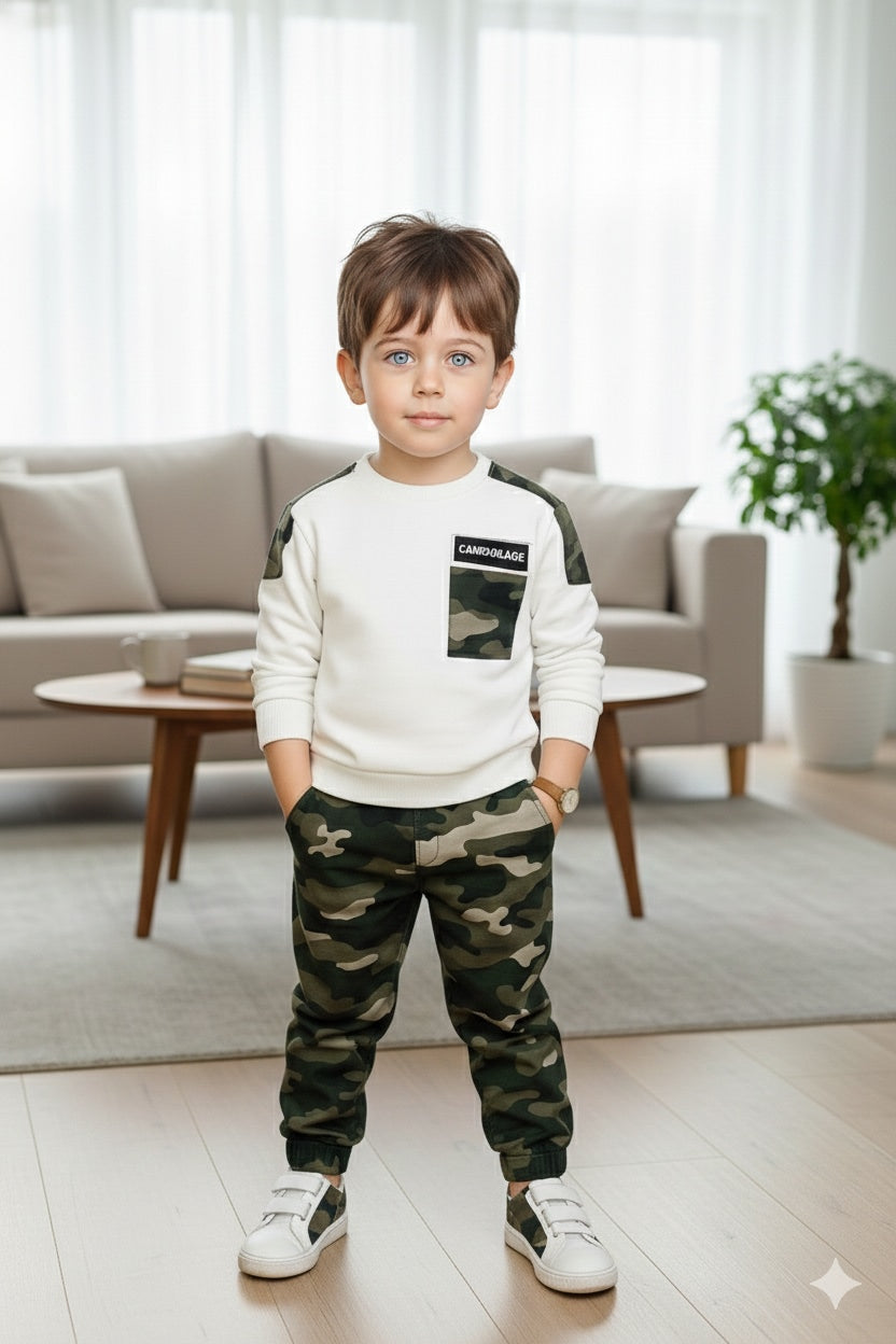 Kids Black Camouflage Sweatshirt & Jogger Set