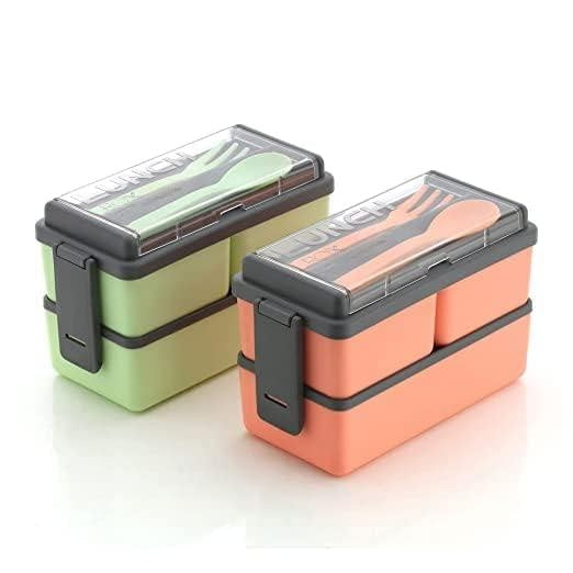 3-Compartment Lunch Box – Orange & Green