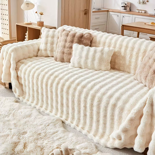 White Elegance Chenille Sofa Cover : [EM-SC-43]
