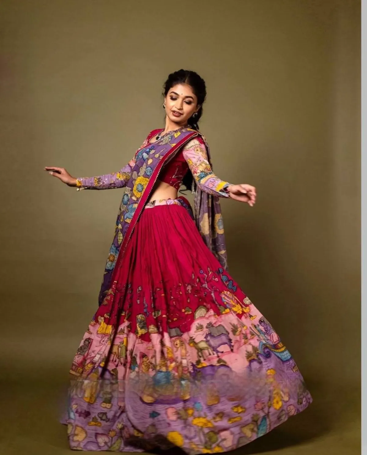 Exquisite Kalamkari Lehenga in Rich Multicolor Design – Perfect for Cultural & Festive Events