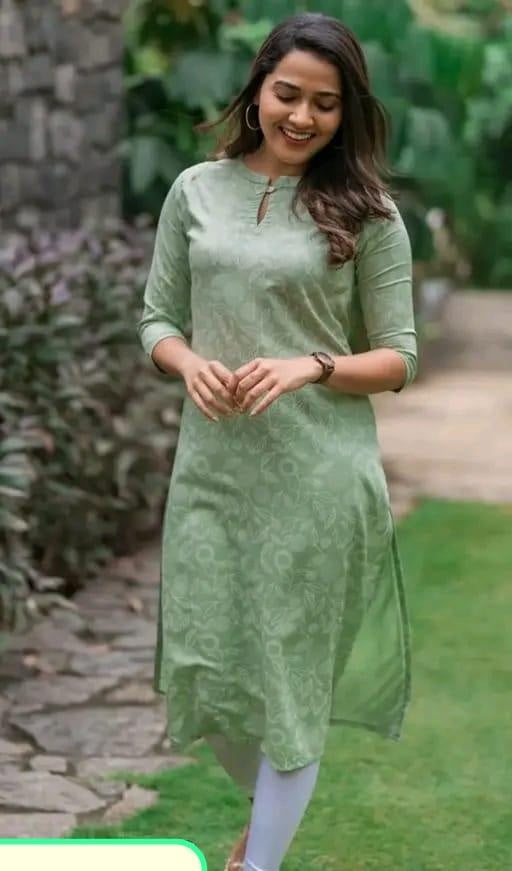 Aarohi Pastel Green Printed Straight Kurti