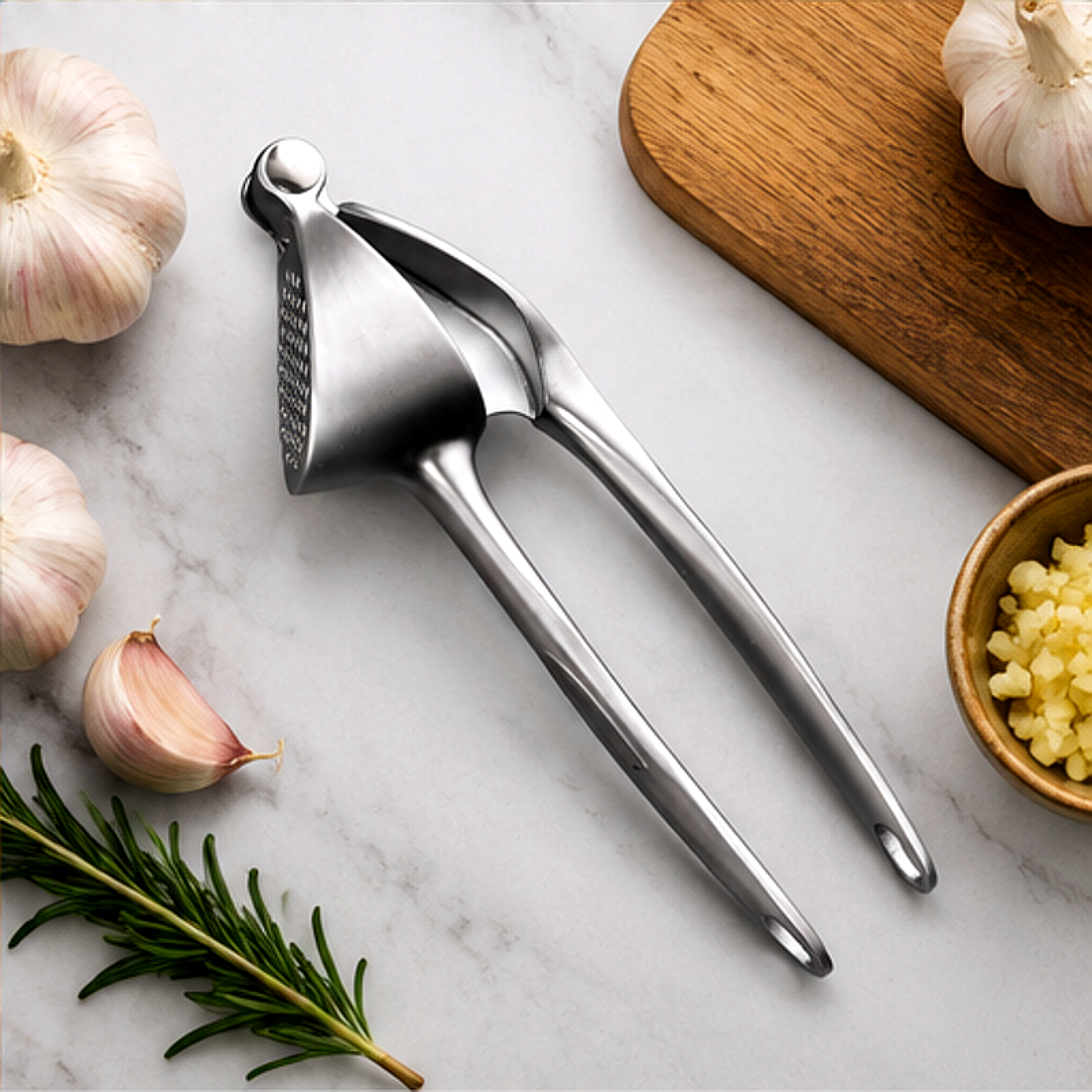 Premium Heavy Duty Stainless Steel Garlic Crusher