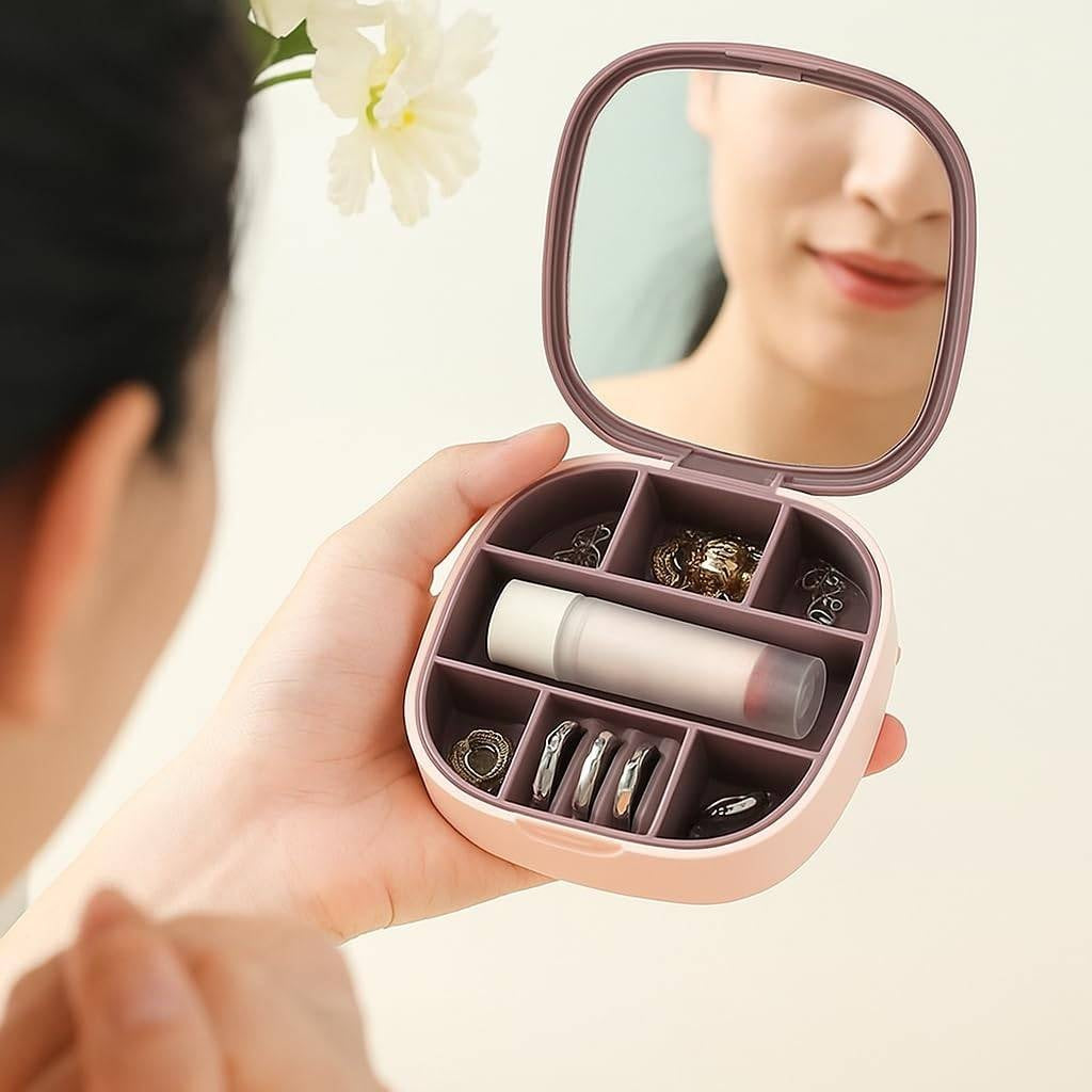 Portable Mini Jewelry Organizer with Mirror