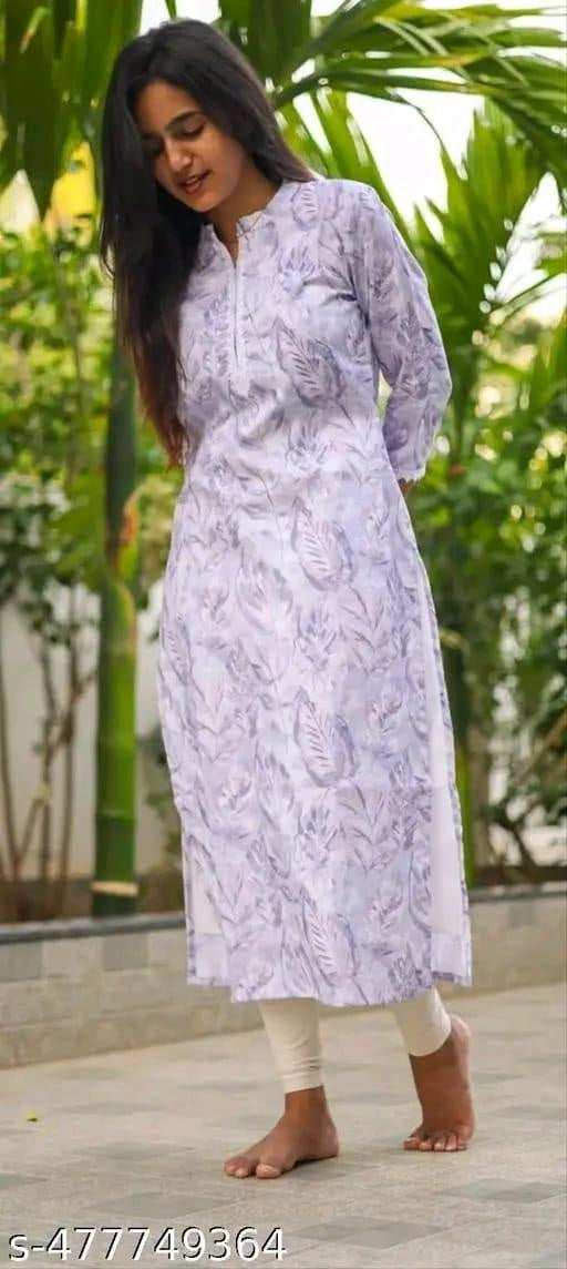 Lavender Leaf Bloom Straight Kurti