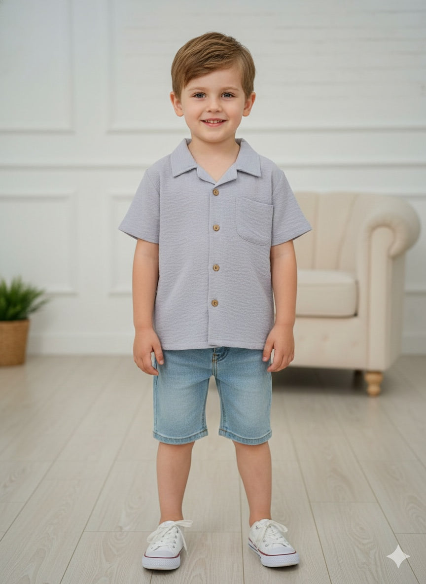 Froquiliz Boys Smart Casual Grey Shirt