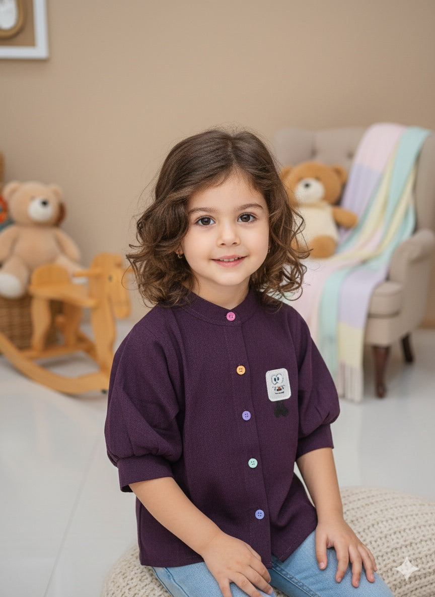 Little Charm Purple Button Shirt