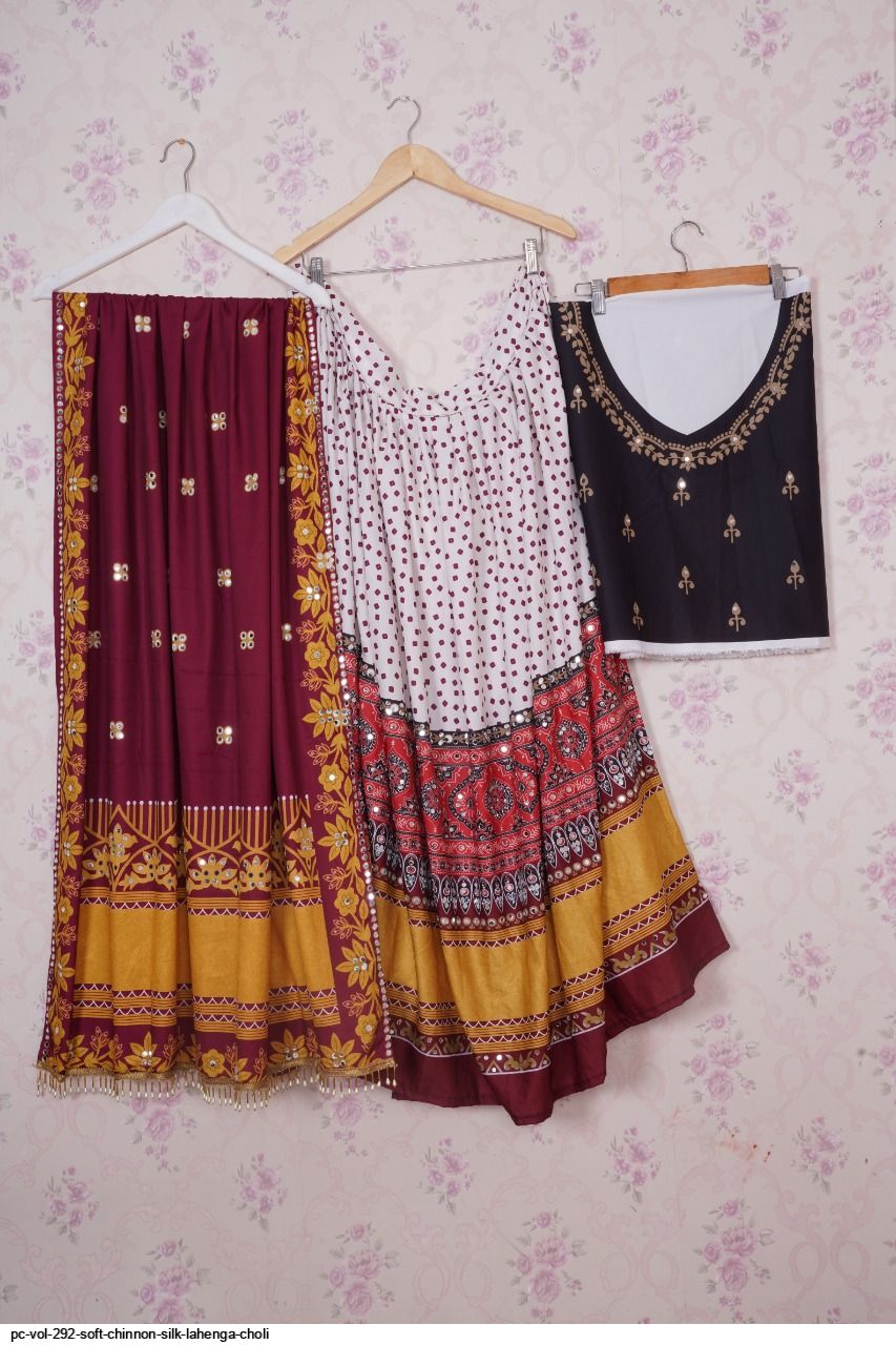 Trending Gorgeous Buy White Colored Printed With Real Mirror Work Lehenga
