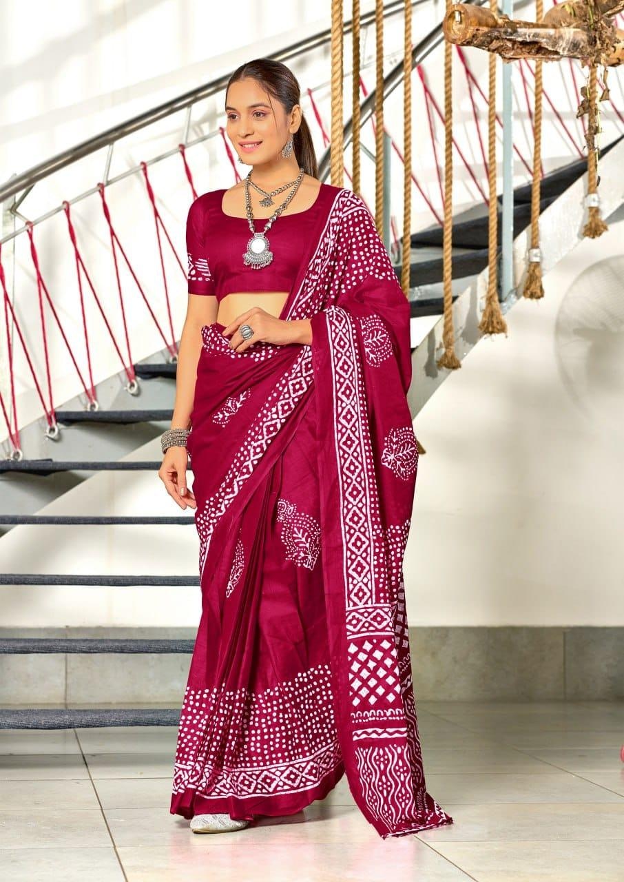 Pink Designer Soft Cotton Saree For Women