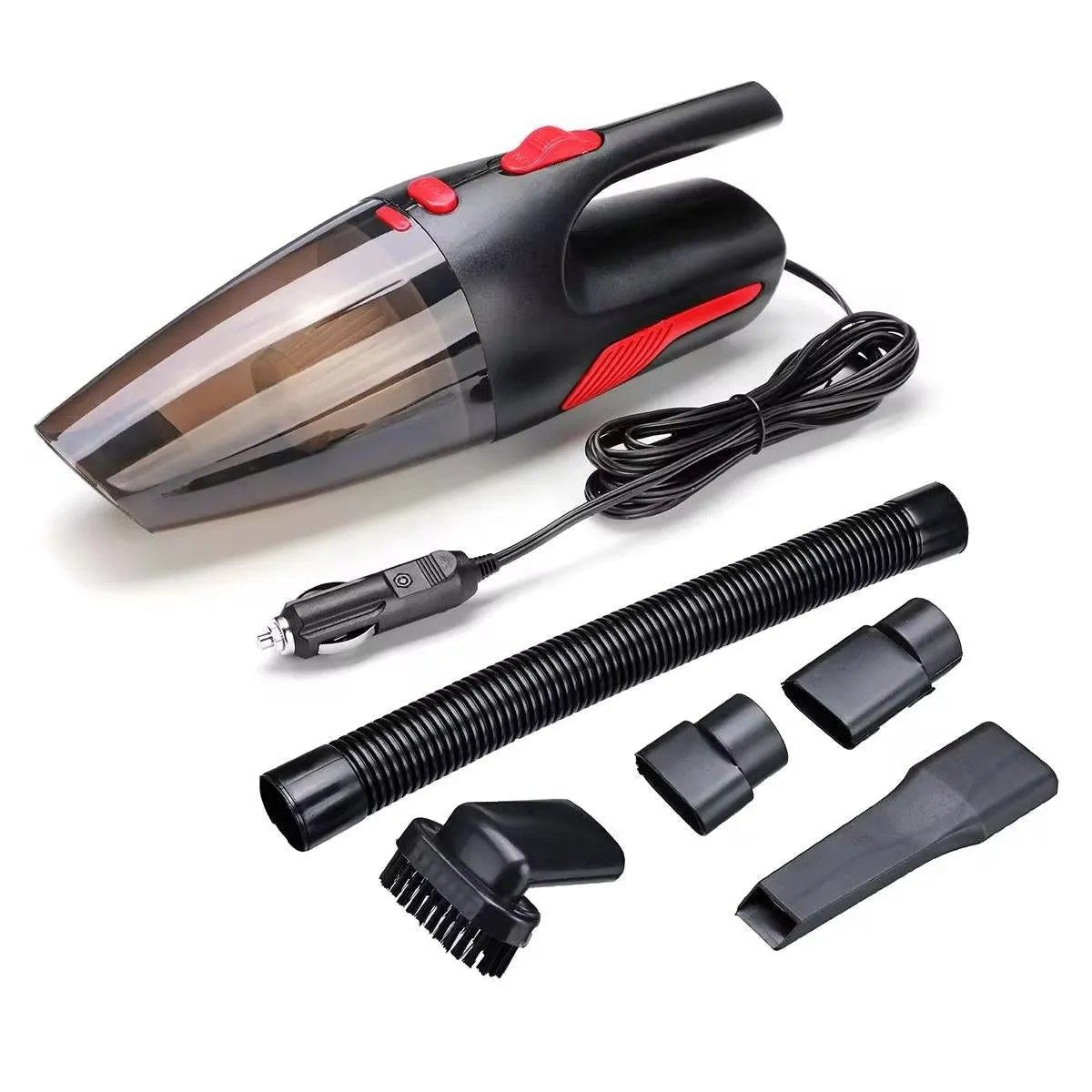 High-Power Portable Car Vacuum Cleaner – 12V Handheld Auto Vacuum with 3 Specialized Nozzles & Long Power Cord for Deep Interior Cleaning