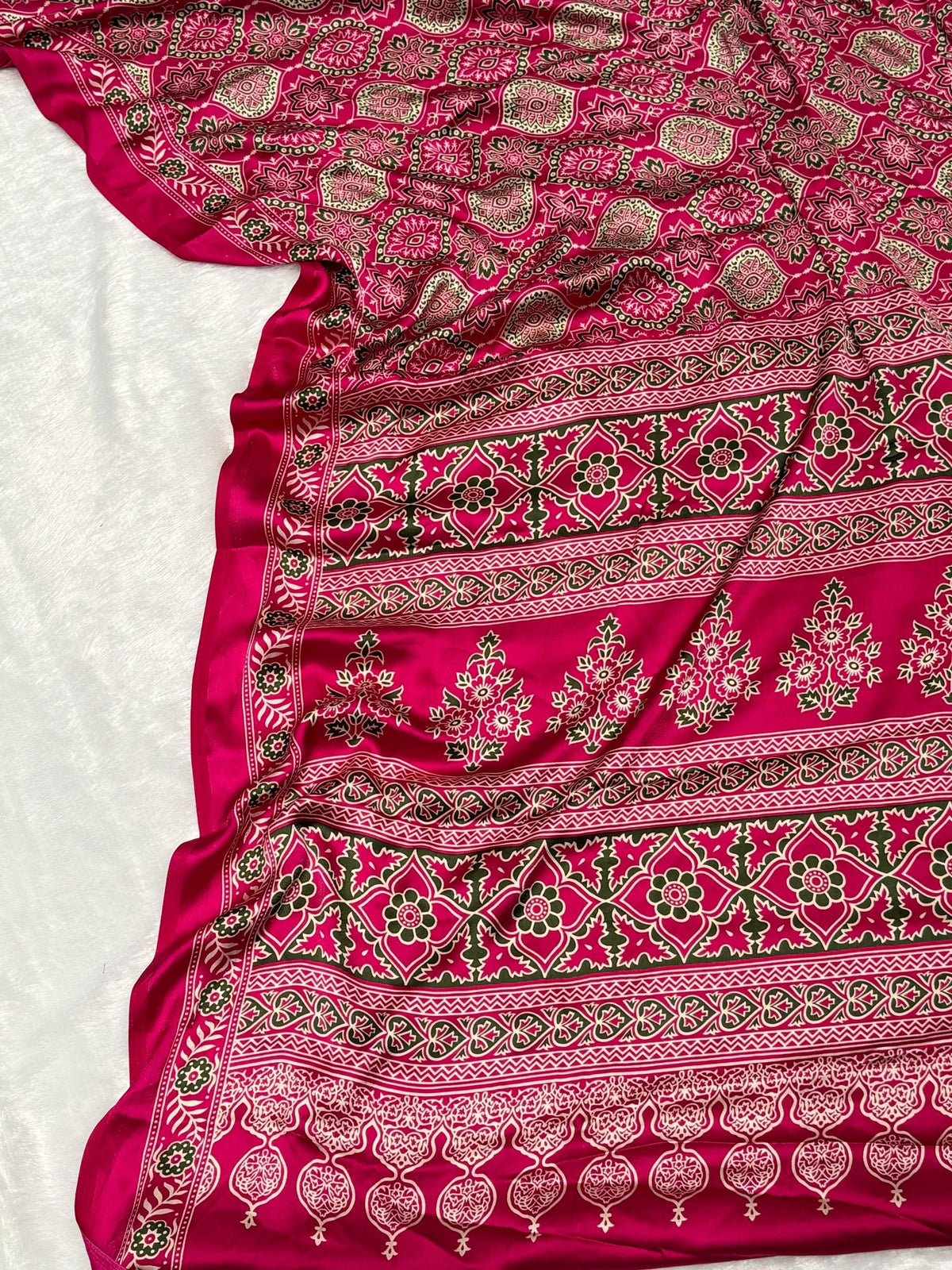 Rani Ajrakh Printed Soft Modal Silk Natural Print Saree P2 For Women