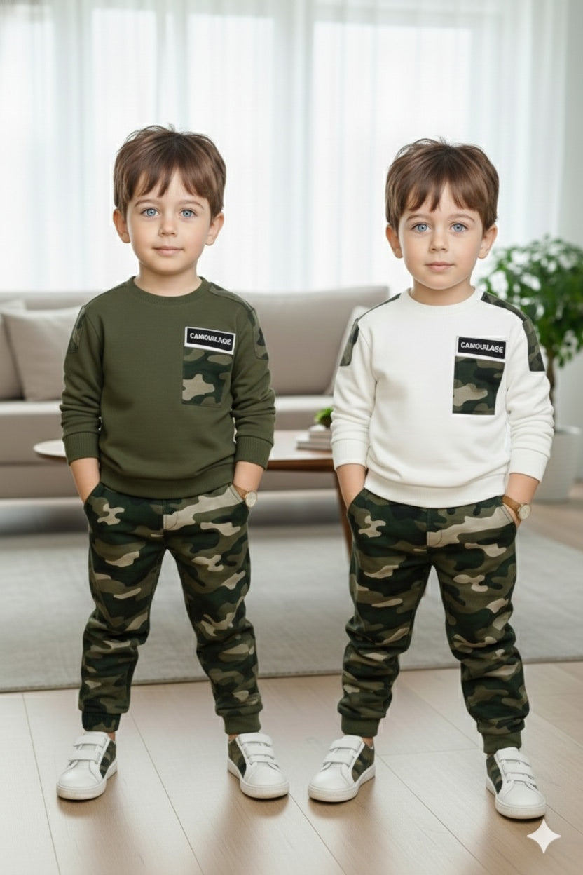 Junior Army Style Camouflage Co-Ord Set (Pack of 2 Colors)