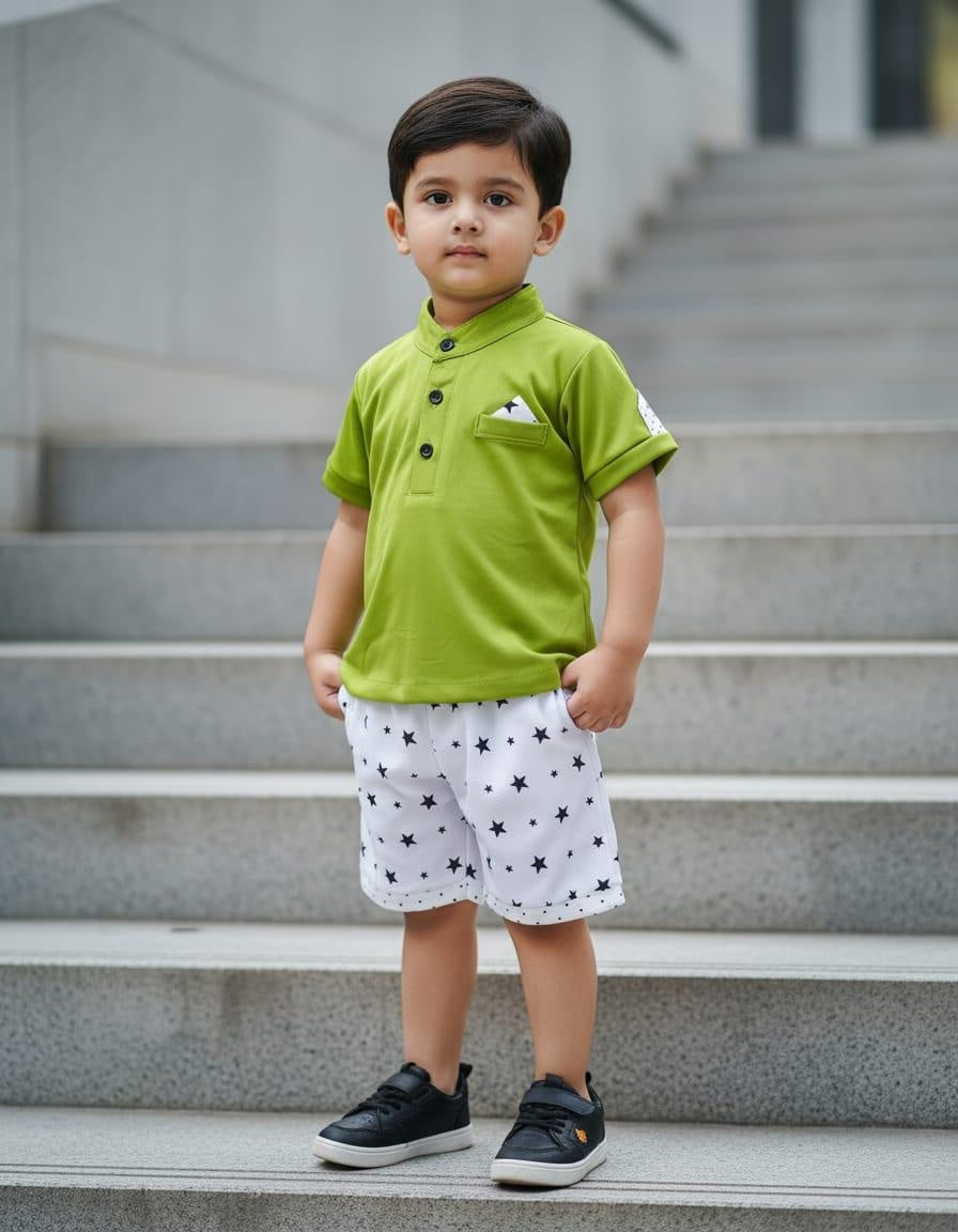 Sunny Sprout Polo & Star Shorts Set
