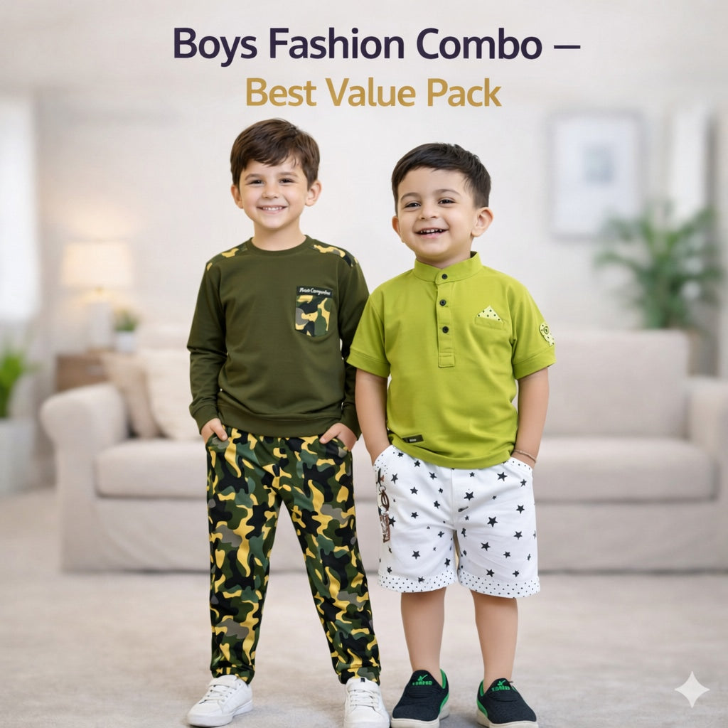 Olive Camo & Lime Star Boys Combo Pack